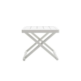 LebenLiebe Outdoor Folding Table for Patio Square Side Table for Camping and Picnics Portable Aluminum Tables Foldable Small End Table, Creamy White