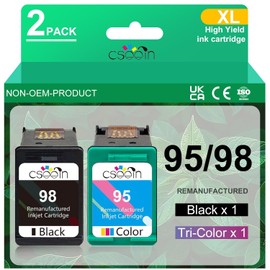 95 98 Ink Cartridge Replacement for HP 95 & 98 Black and Color Combo Pack for Officejet 150 100 6310, PhotoSmart 8050 C4180 C4150, Deskjet 5940 Printer (1 Black 1 Color,2 Pack)