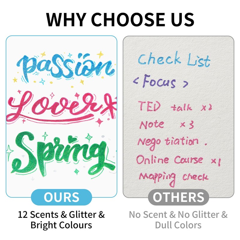 EpenGo Scented Glitter Gel Pens for Adults, 12 Colors Fruity