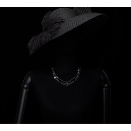 COOLSTEELANDBEYOND Black and Silver Beaded Necklace, Multi-Strand Chain with Faceted Discs, Trendy Layered Jewelry