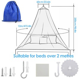 BATINO Mosquito Net Bed for Double Bed, Single Bed, Mosquito Net Bed, Large Fly Net Bed, Fine Mesh Mosquito Net, Fly Net, Mosquito Nets for Travel and Home, Indoor, Outdoor, with Carry Bag