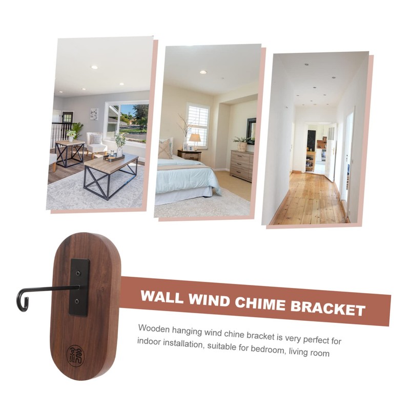 BIUDECO Metal Hook Wooden Wind Chime Bracket Wall Mount Easy
