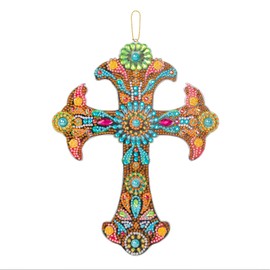 DCIDBEI Diamond Painting Cross Wall Hangings Christian Gift Religious Charm Crystal Crucifixes Puzzle Diamond in Gift Packaging 17 x 25 cm