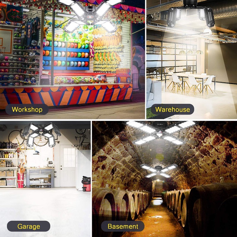 PINSAI 2 Pack LED Garage Light,Super Bright Screw in E26/E27