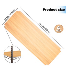 4-Pack PVC Wire Shelf Liner 14"x36" Wire Shelving Shelf Mats with Double-Sided Wood Grain Pattern,Set of 4 Waterproof Liners for Organizing Metal Rack Shelves, Kitchen Cabinets,5mm Thick