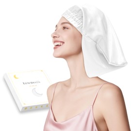 townssilk Silk Bonnet for Sleeping, 100% 22 Momme Mulberry Silk for Women, Luxurious, Breathable, Sits Safe Overnight & Pressure Free, Ideal for Long & Curly Hair - White 32 cm