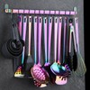 Kyraton Kitchen Utensil Rack, Kitchen Rack With Rainbow Titanium Plating,Rail