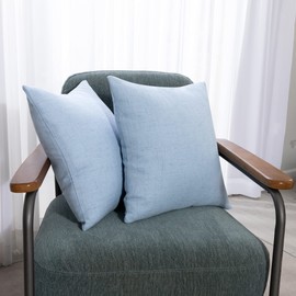 Deconovo set of 2 Square Cushion Covers, Faux Linen Throw Pillow Cases Cushion Protectors for Chairs with Invisible Zipper, 26x26 Inch, Baby Blue