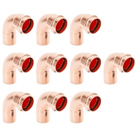 Cherbo Copper Press Fittings 90 degree Street Elbow Copper Coupling Zero Lead FTG x P 3/4 inch x 3/4 inch for Residential Commercial 10-Pack