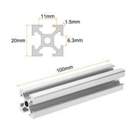 uxcell 4 Pcs T Slot 2020 Aluminum Extrusion Profile European Standard 100mm x 20mm Linear Rail Extrusion Frame for 3D Printer, CNC, DIY (Silver Tone)