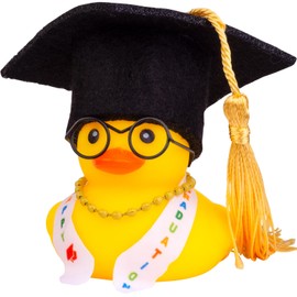 CoFuBcad - Decoración para tablero de instrumentos de coche de pato de graduación, adorno de goma con mini sombrero de graduación (2 pulgadas, H9)