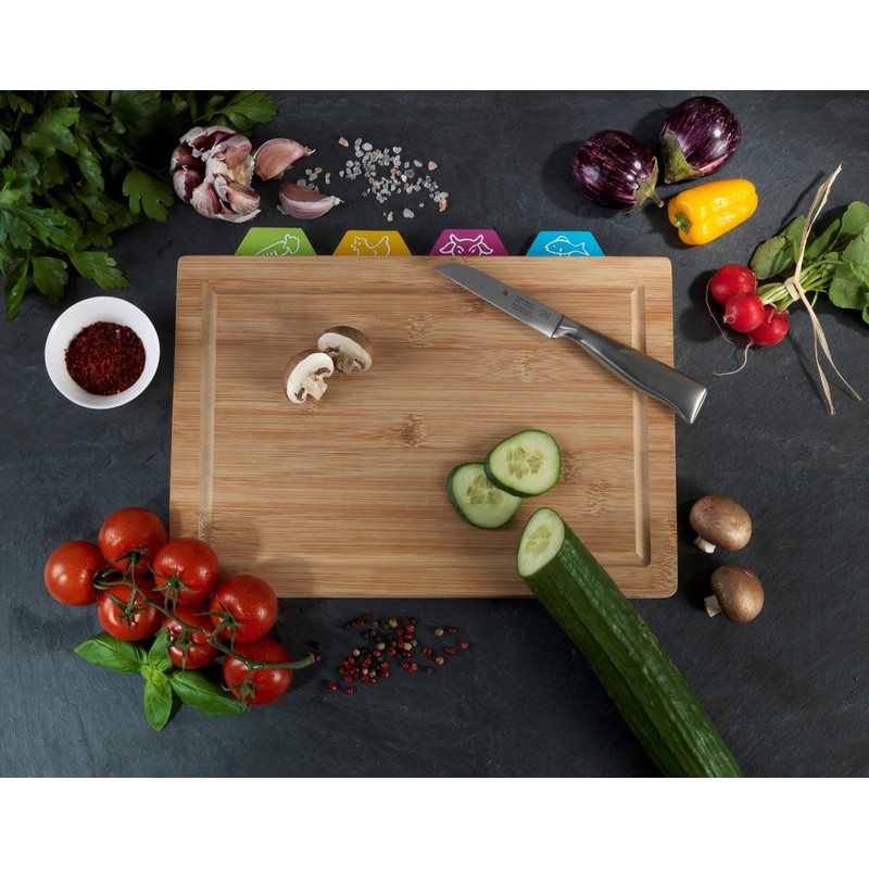 WENKO Bella Bamboo Chopping Board with Juice Groove and 4