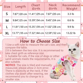 HACRAHO Cat Recovery Suit, 1 Piece Cat Wound Surgery Recovery Suit Breathable E-Collar Alternative for Cats and Dogs, Donuts, Chest Girth 13.39"