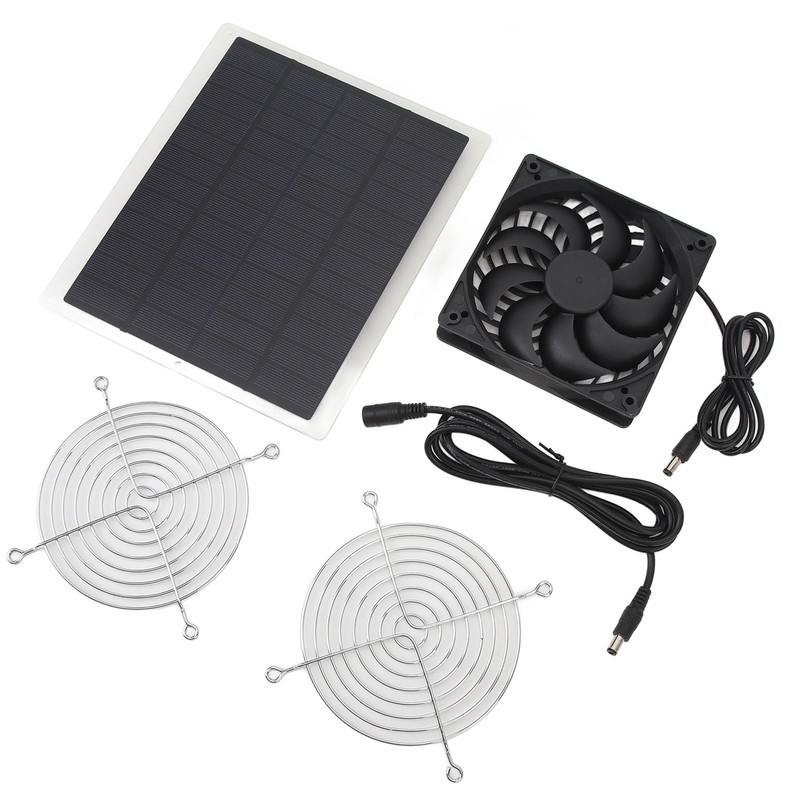 Solar Panel Fan 10W Exhaust Fan Dual Layer Metal Shell