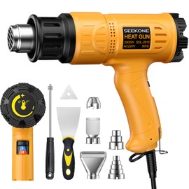 SEEKONE SEEKONE 2000W Professional Hot Air Gun 50- 600 Variable Temperature Control with 2-Temp Settings, Overload Protection, Double Heating Wire Fast Heating, 7 Accessories for Shrinking PVC