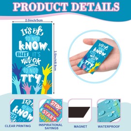 Blosssound 50 Pcs Inspirational Magnets Bulk Rectangle Motivational Quote Magnets for Fridge Positive Affirmation Magnetic Stickers Decals for Office Class Whiteboard Locker Decoration, 2 x 3.5 in