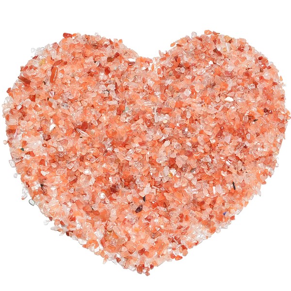 Crocon 1LB Carbuncle Crushed Crystal Chips 2000+ Carats Gemstone undrilled Pieces Irregular Shaped for Jewelry Making Plants Vase Filler gems Good Luck Home décor DIY Projects (About 454 Gram)