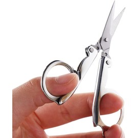 Silver Stainless Steel Folding Scissors Portable Mini Pocket Travel Scissors Embroidery Scissors Office School Supplies Craft Scissors for Student Tools