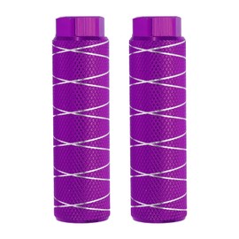 PATIKIL Bike Pegs Fit 3/8 Inch Axles, 2 Pack Aluminum Alloy Anti-Skid Lead Foot Bicycle Peg Back Seat Stands with Thin Line for BMX Mountain Dirt Bike Cycling Rear Stunt Pegs, Dark Purple