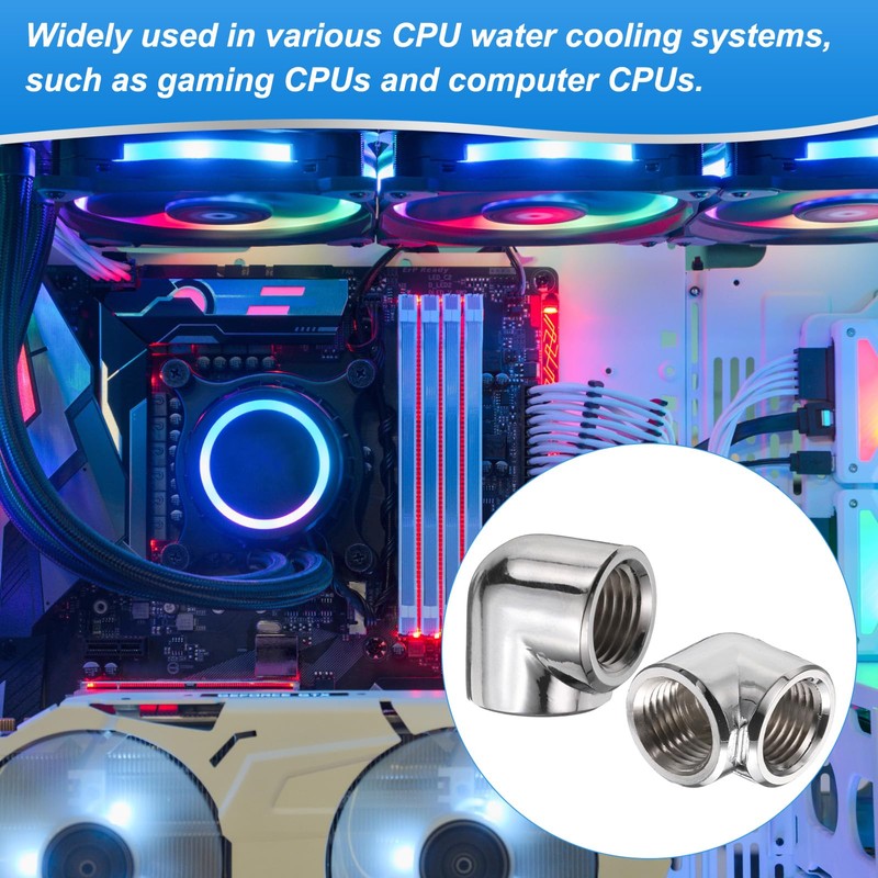 sourcing map 2pcs 90 Degree Elbow Water Cooling Adapter G1/4"