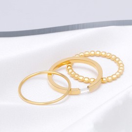 Joacii 18K Gold Plated Stackable Rings for Women Stainless Steel Engagement Ring Set Comfort Fit Size 6 to 10, Circle Zircon, Zircon gemstone.