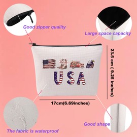 United States Inspired Cosmetic Bag 4th of July Gift Cowboy Gift Cowgirl Gift Flag Eagle Truck Boots Gift USA Patriotic Makeup Bag (USA)