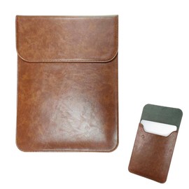 14 Inch Laptop Case Compatible with MacBook Pro 14 Inch M2 Pro/Max 2023 & M1 2021 A2442, Thin Faux Leather Protective Case with Magnetic Closure, Brown