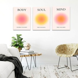 Gtoaxxno Set mit 3 Leinwandbildern, Geist, Körper, Seele, Druck, positive Aura, Poster für Raumästhetik (28 x 35 cm)