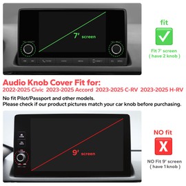 Polodunn Accessories for Honda Civic 2022-2025 & CRV/HRV/Accord/Acura Ingetra 2023-2025 with 7" inch Screen - 2pcs Audio Volume Aluminum Alloy Knob Cover Trims (Bling, for 7-inch Screen)