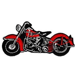Motorcycle Red Bobber Sew-On Iron-On Patch Iron-On Patch Iron-On Patch Applique Patch Size 9.0 x 4.5 cm