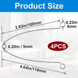 STSTR 4pcs Recessed Light Springs Clips, Stainless Steel Fixtures Spring Clips for Lightening, Ceiling Lighting Fan Trim Torsion Spring Clip with Loops for Bathroom, Bedroom - Silver