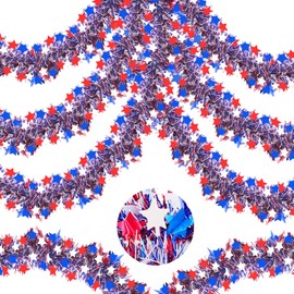 33FT 4th of July Tinsel Garland Red White and Blue Garland Patriotic Garland or 4th of July Independence Day Memorial Day Celebration Holiday Red White and Blue Decorations 4th of July Decor