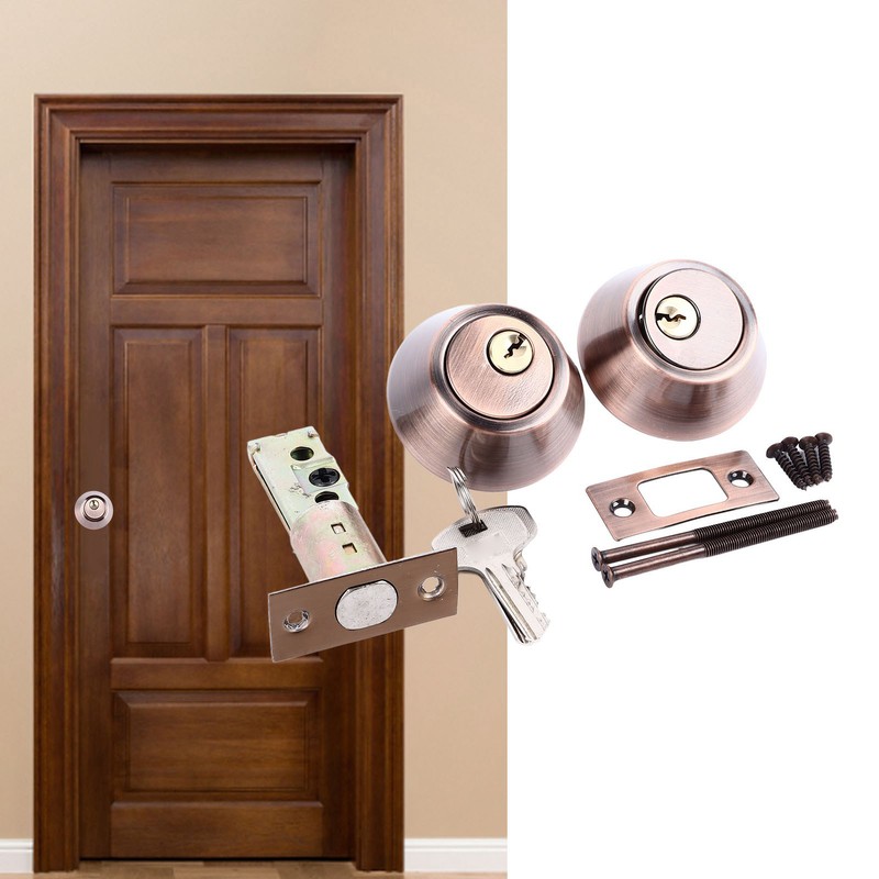 Door Knob Lock Universal Protection Entrance Keyed Double Side Interior