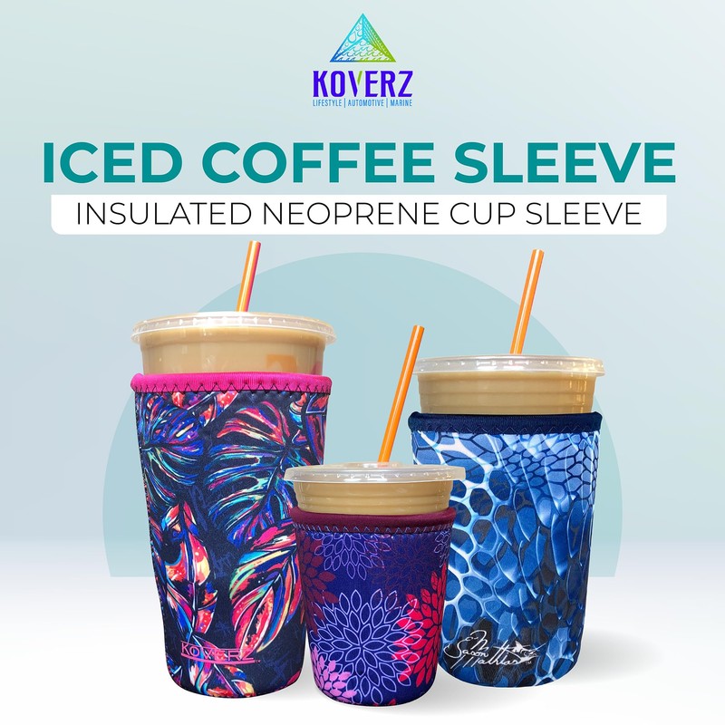 Koverz Iced Coffee Sleeve, Insulated Neoprene Cup Sleeve, Fits a