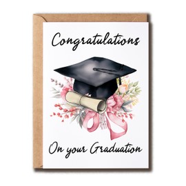 MABSDesigns Congratulations On Your Graduations Card - Graduation Card With Hat And Scroll Card - Congrats Grad Card - Card For Son Daughter