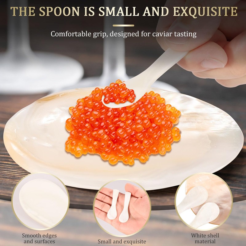Mother of Pearl Caviar Serving Set - 2 Shell Dishes