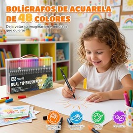 48 Colores Plumone Acrílicos Doble Punta, Punta Fina, Diseño de Punta Punteada, Impermeable, Adecuado para Realizar Graffitis en Diversos Materiales C