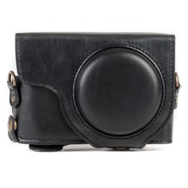 MegaGear MG1258 Panasonic Lumix DC-TZ95, DC-TZ90 Ever Ready Leder Kamera-Case mit Trageriemen - Schwarz