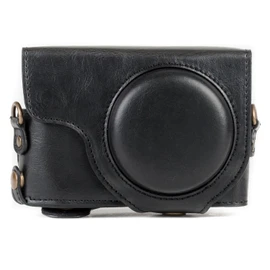 MegaGear MG1258 Panasonic Lumix DC-TZ95, DC-TZ90 Ever Ready Leder Kamera-Case mit Trageriemen - Schwarz