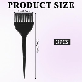 Prasacco Pack of 3 Hair Dye Brushes, Hair Dye Brush Made of PP Plastic, 20 x 6 cm, Black Hair Dye Brush for Applying Hair Dyes, DIY Hair Dyeing Tools for Home and Hairdressing Shops