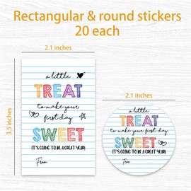Welcome Back To School Stickers-40Pcs A Little Treat To Make The First Day Sweet Cute Labels-Teacher Reward Motivational Stickers For Students Teens-Classroom Party Favors Decor & Supplies - A04
