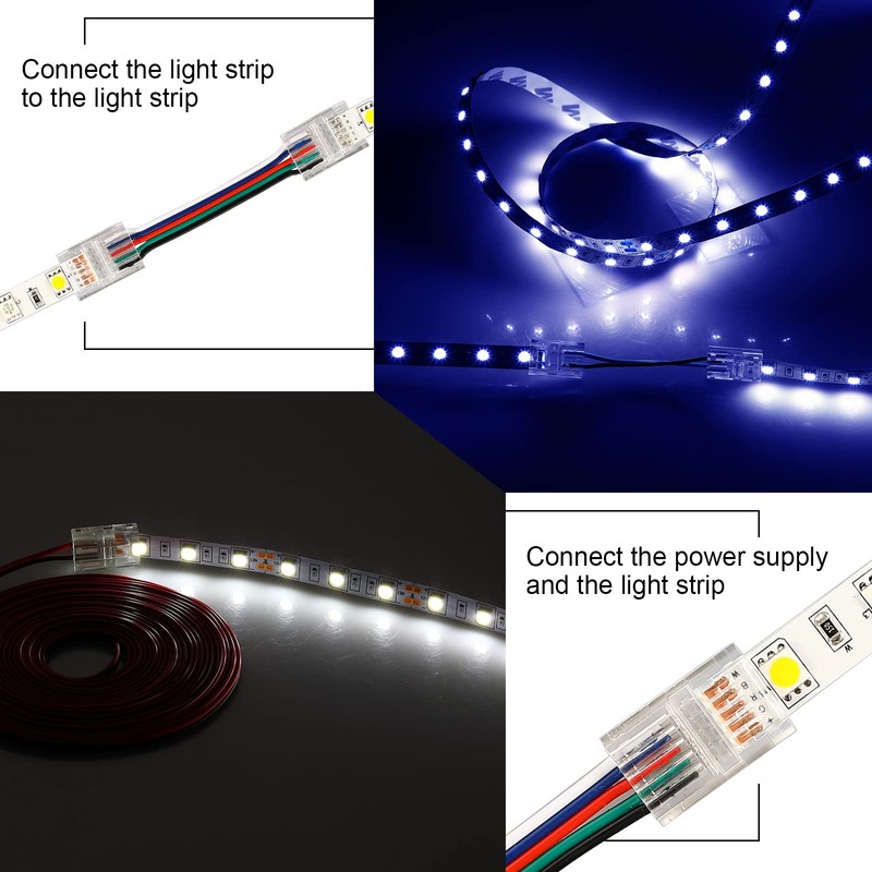 10 Packs 5 Pin RGBW LED Strip Connector Kit 10
