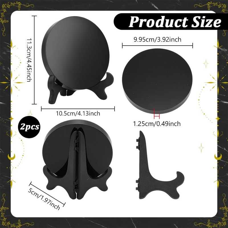 NBEADS 2 Set Black Obsidian Scrying Mirrors, 9.95cm Natural Obsidian