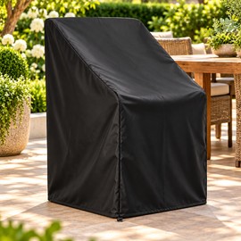 Waterproof Outdoor Stacking Chair Cover – 210D Oxford Fabric Patio Furniture Protector for Rain, Snow, Dust, Wind & UV Exposure