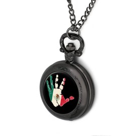 Mexico Flag Palm Alloy Clock Vintage Pocket Watch Cute Hang Watches Pendent Necklace
