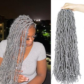 24 Inch 7 Packs Grey Soft Locs Crochet Hair Gray Color New Faux Locs Pre-looped Super Lightweight Synthetic Hair Braids For Black Women(24inch, 7packs, grey)