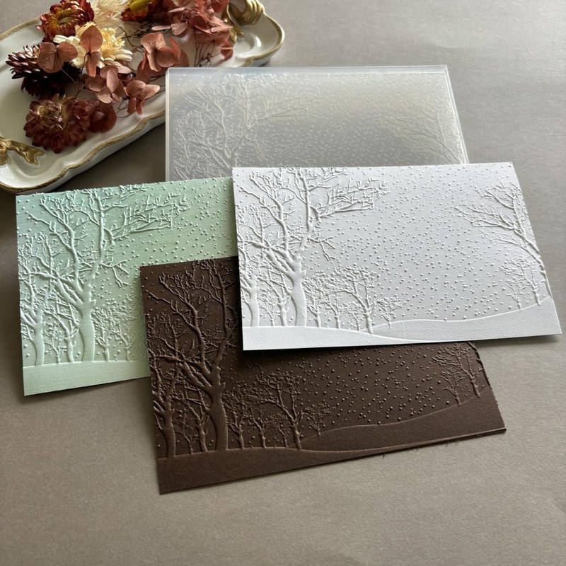 WooYangFun 3D Merry Christmas Snow Forest Embossing Folder for Card