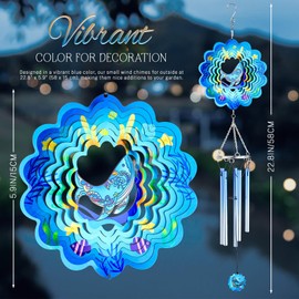 Wind Chines with Whale 3D Wind Spinner, 22" Windchimes Outdoors Small, Metal Hanging Garden Spinners Gifts for Memory Mothers Day Yard Patio Porch Outside Home Backyard Decor