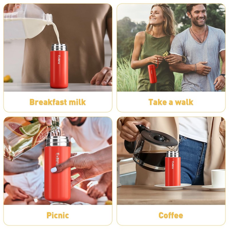 Exllena Small Flask 150ml Made of 304 Stainless Steel, Double