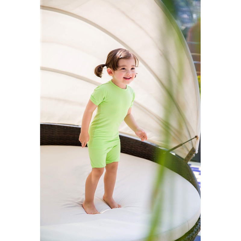 Vaenait Kids Short Sleeve Sleepwear Pajamas 2pcs Set Colorful Neongreen